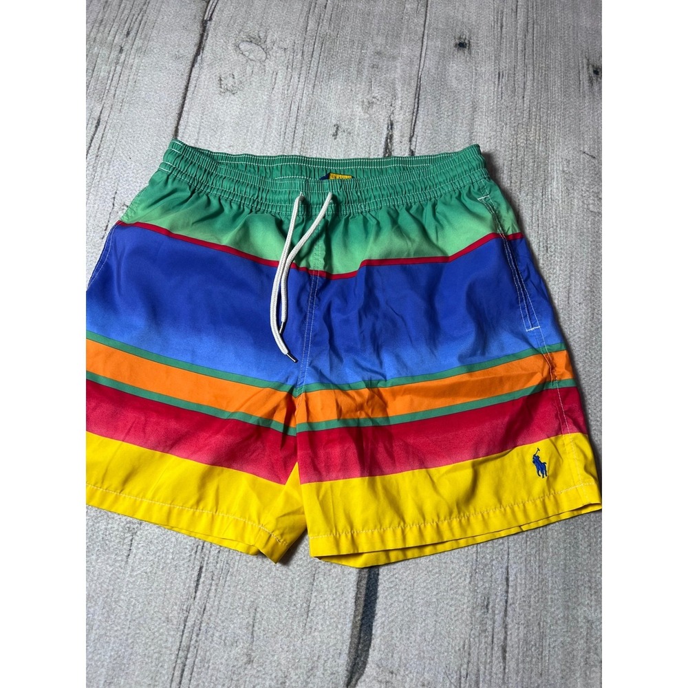 Polo Ralph Lauren Men's Swim Trunks Rainbow Stripe L - Picture 2 of 6